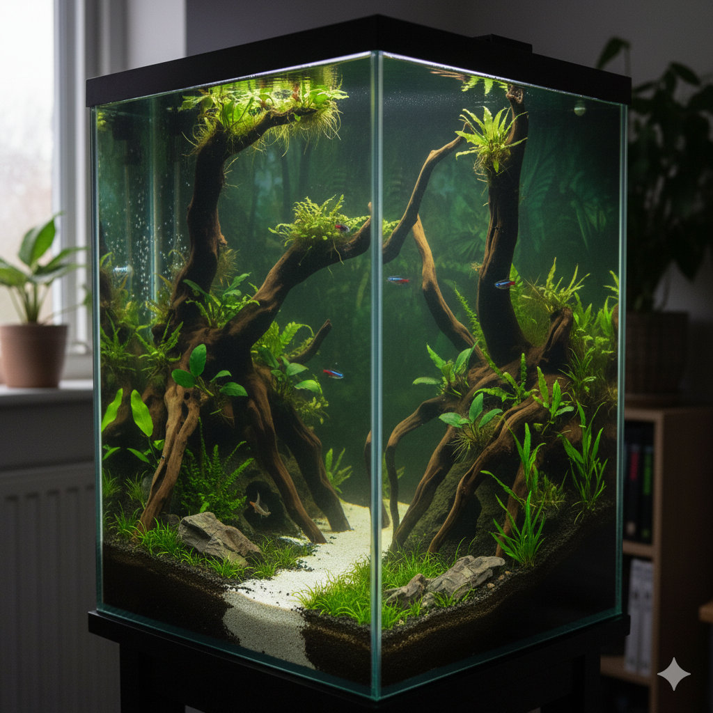 Un aquarium avec des poissons