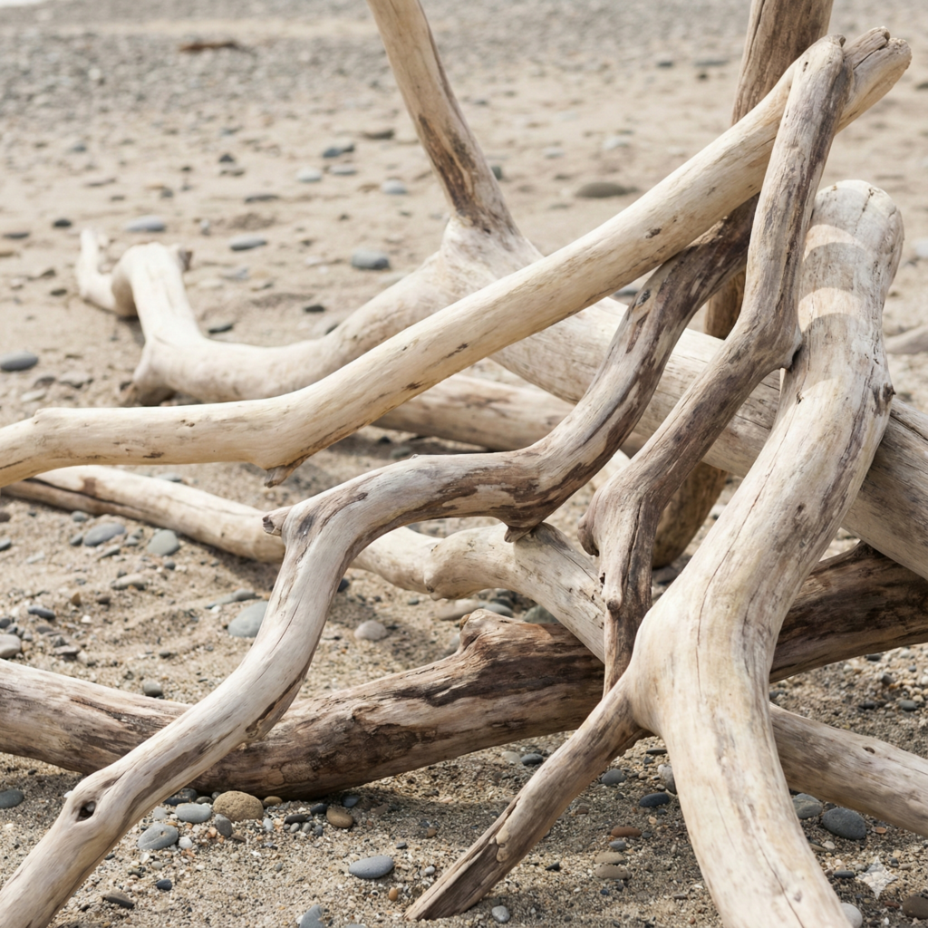 Branches de bois flotté brut et naturel