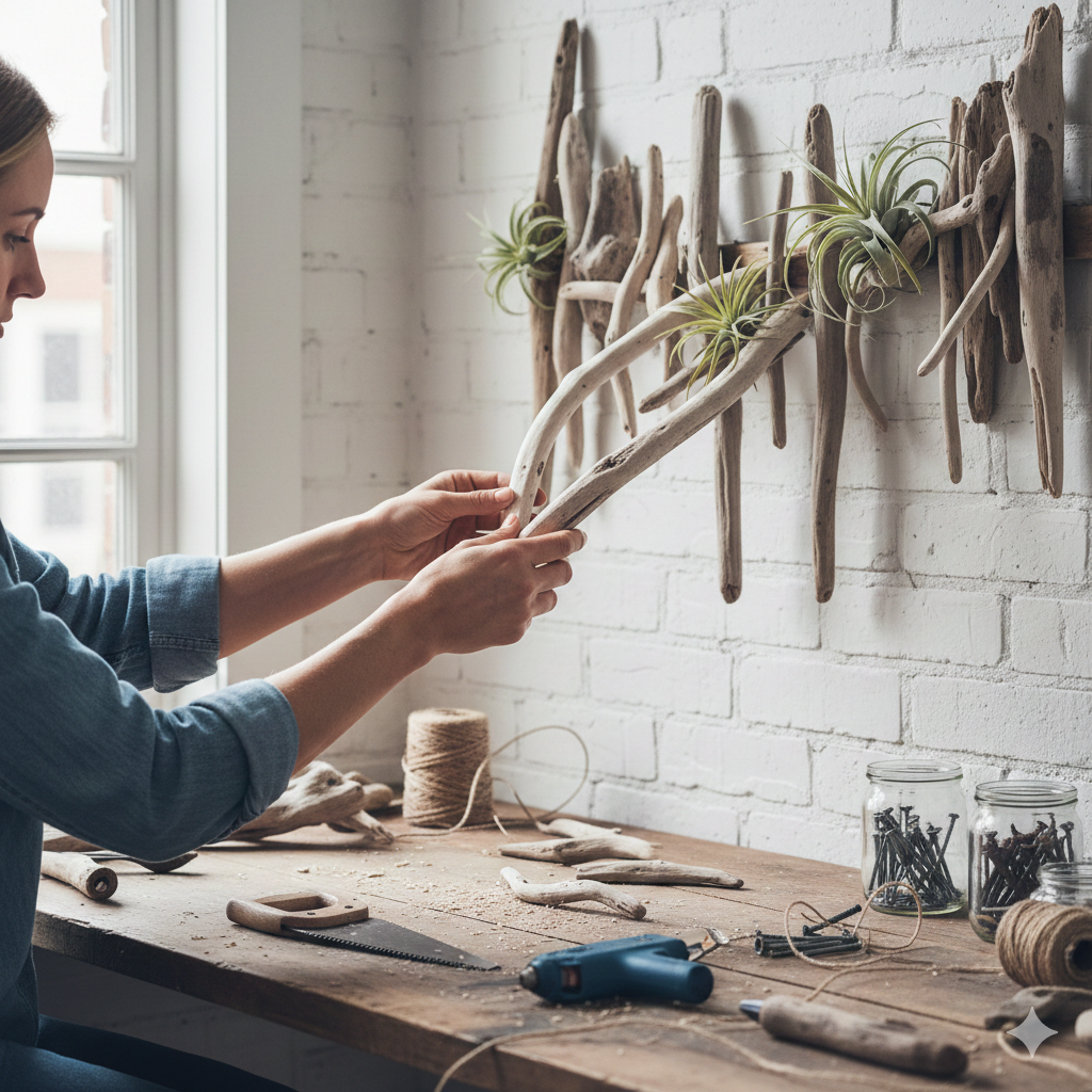 Un aquarium avec des poissons décoré avec des racines de bois flotté